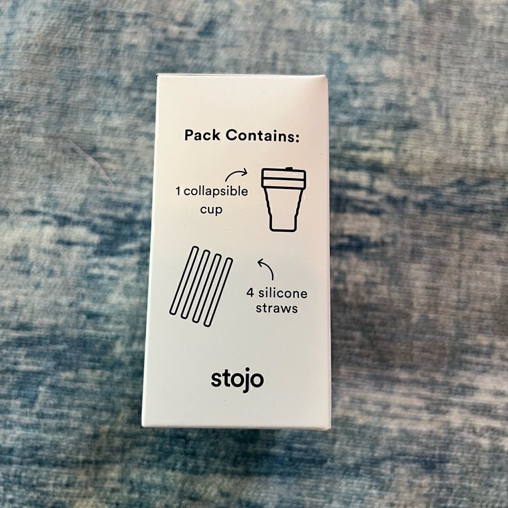 NIB! Stojo 12 oz Collapsible Cup with 4 Reusable Straws in Plum Mauve